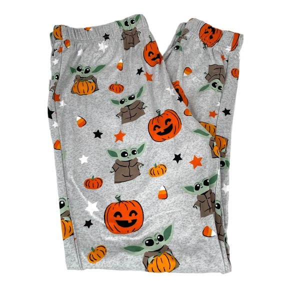 Star Wars The Mandalorian Baby Yoda Halloween Pajamas Gray Orange Size Small - Picture 2 of 8